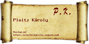 Pleitz Károly névjegykártya